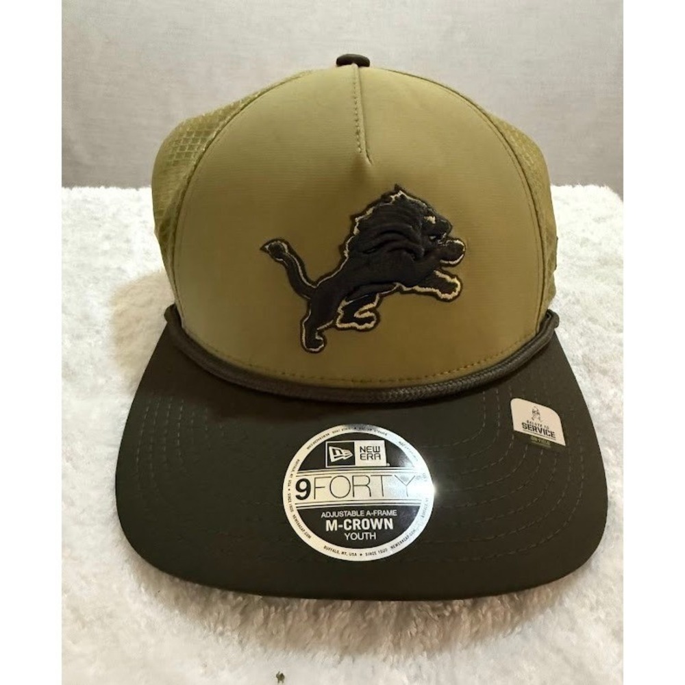 Salute To Service 2025 Detroit Lions Youth Adjustable Snapback Trucker Hat